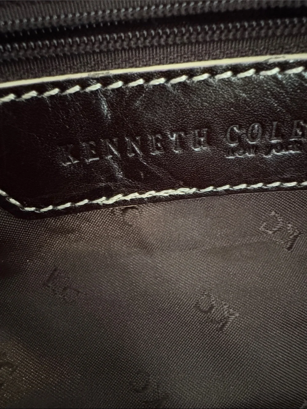 Kenneth Cole New York Brown Leather Shoulder Bag with Silver Hardware